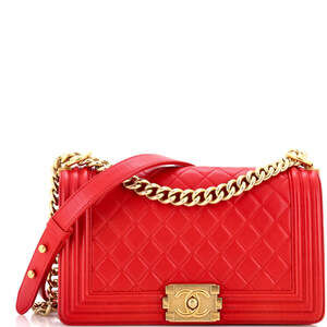Chanel Old Medium Boy Flap Bag Quilted Lambskin
